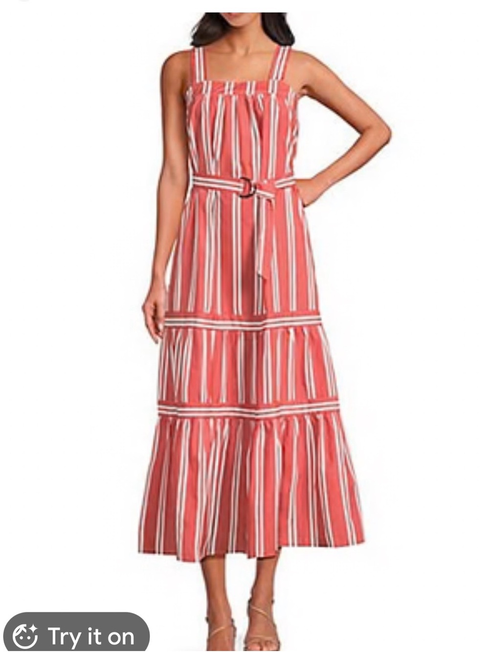 Elan Pink-Red Striped Summer Dress - Picture 4 of 9
